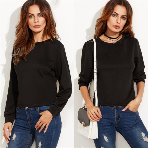 Black open back w/bow tie in the back long sleeve - Picture 2 of 2